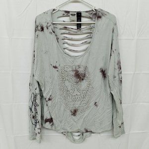 Harley Davidson Punk Thrasher Back Long Sleeve Skull Tee Shirt Women's XL